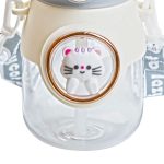 Пляшка для води з трубочкою 820 мл дитяча з ручкою та ремінцем Сірий HPGM2217G - Зображення 7