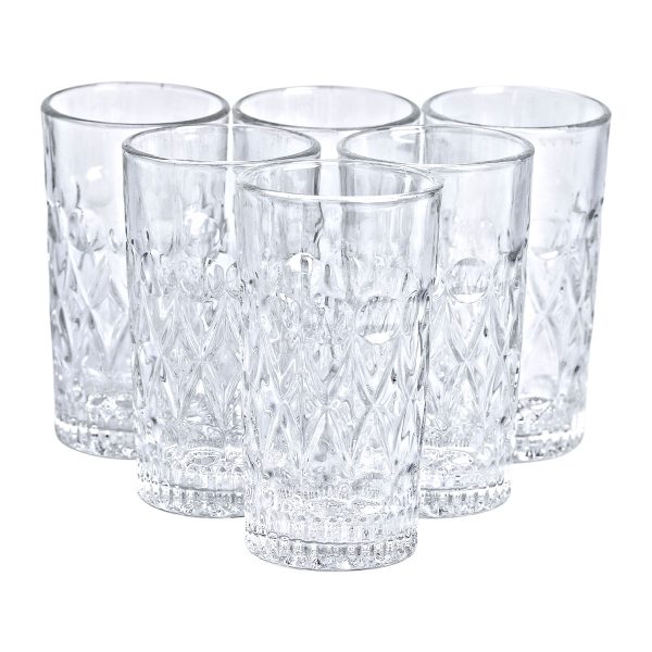 Набір фігурних склянок 6 шт. 300 мл скляні склянки для коктейлів, холодних напоїв HP-YH-14