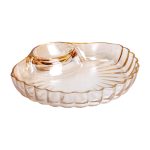 Скляне блюдо із соусником 21х19х3 см тарілка для суші коричнева HP-YH-1 - Зображення 3