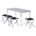 Розкладний стіл + 4 стільці кемпінговий набір для пікніка, риболовлі, відпочинку, туризму Чорний JY-12060B - Зображення 4