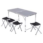 Розкладний стіл + 4 стільці кемпінговий набір для пікніка, риболовлі, відпочинку, туризму Чорний JY-12060B