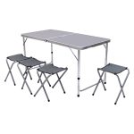 Розкладний стіл + 4 стільці кемпінговий набір для пікніка, риболовлі, відпочинку, туризму Сірий JY-12060G