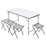Набір складних меблів для кемпінгу стіл + 4 стільці набір меблів для пікніка туристичний Білий JY-12060W