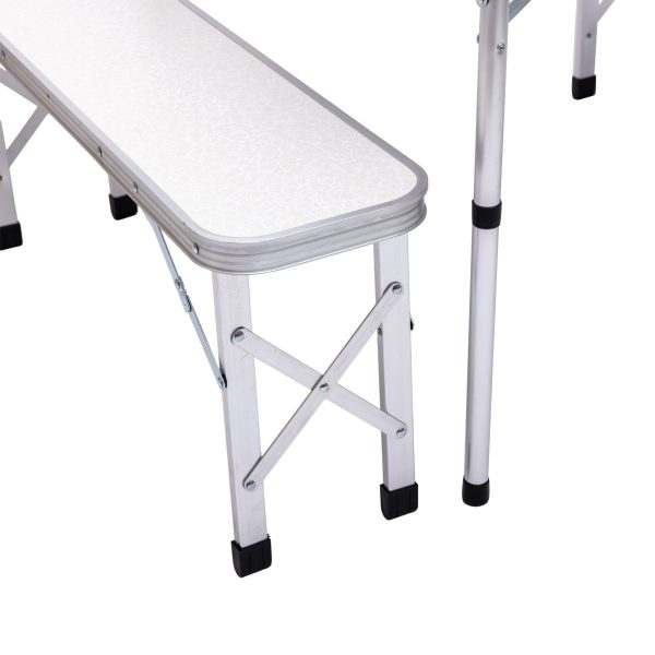 Туристичний комплект стіл + 2 лавки складні меблі Білий Lugi JY-9060W
