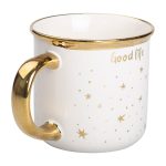 Чашка порцелянова із золотим обідком та позолоченою ручкою 320 (мл) Good life Біла RX-N231506W - Зображення 2