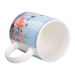 Чашка порцелянова з квітковим принтом 400 (мл) для чаю та кави Блакитна RX-N240139BL - Зображення 3