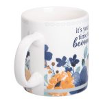 Чашка порцелянова з квітковим принтом 400 (мл) для чаю та кави Біла RX-N240139W - Зображення 2