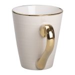 Чашка порцелянова із золотим обідком та позолоченою ручкою 320 (мл) Бежева RX-N240624BE - Зображення 2