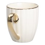 Чашка порцелянова із золотим обідком і золотою ручкою 420 (мл) Бежева RX-N240629BE - Зображення 2