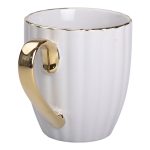 Чашка порцелянова із золотим обідком і золотою ручкою 420 (мл) кружка Сіра RX-N240629G - Зображення 2