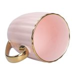 Чашка порцелянова із золотим обідком і золотою ручкою 420 (мл) Рожева RX-N240629P - Зображення 3