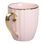 Чашка порцелянова із золотим обідком і золотою ручкою 420 (мл) Рожева RX-N240629P - Зображення 2