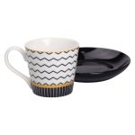 порцелянова чашка з чорним блюдцем 200 мл RX-N24708WH - Зображення 2