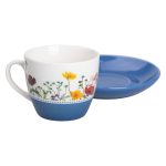 порцелянова чашка з блюдцем 250 мл з квітами Синя RX-N24723BL - Зображення 2