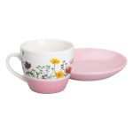 порцелянова чашка з блюдцем 250 мл з квітами Рожева RX-N24723P - Зображення 2
