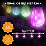 Гірлянда вулична у стилі ретро світлодіодна мультиколор S14 на 10 LED ламп завдовжки 5 метрів S14ML - Зображення 5