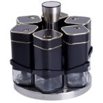 Набір баночок для спецій 6 шт на поставці по 120 мл карусель Чорний HP-1308