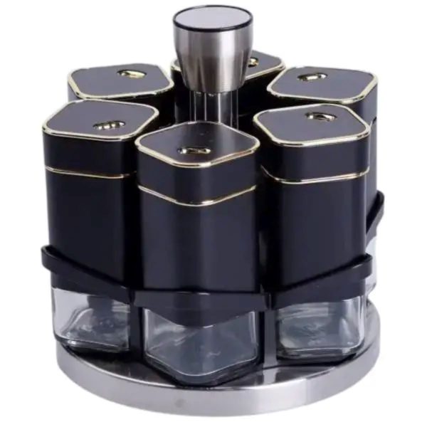 Набір баночок для спецій 6 шт на поставці по 120 мл карусель Чорний HP-1308