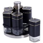 Набір баночок для спецій 6 шт на поставці по 120 мл карусель Чорний HP-1308 - Зображення 2