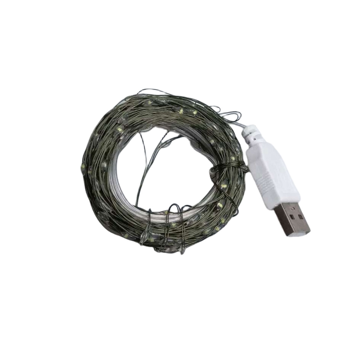 USB100L10MG-1 Гірлянда роса 10 метрів USB на 100 led світлодіодів крапля на зеленому дроті USB100L10MGY - Зображення 1