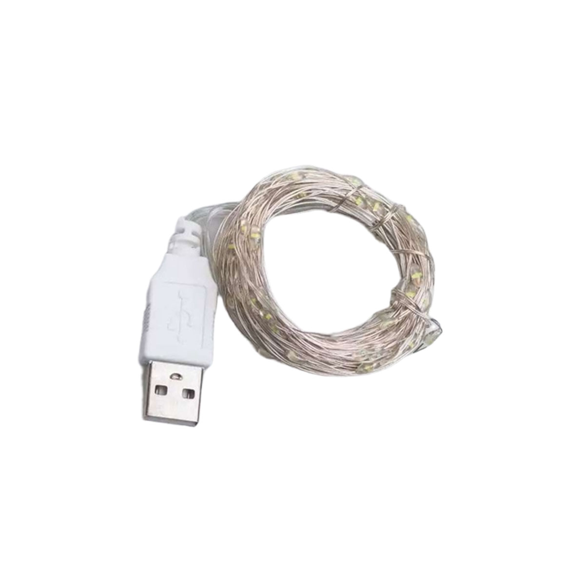 USB100L10MW-1 Гірлянда роса 10 метрів USB на 100 led світлодіодів крапля на білому дроті біла USB100L10MWW - Зображення 1