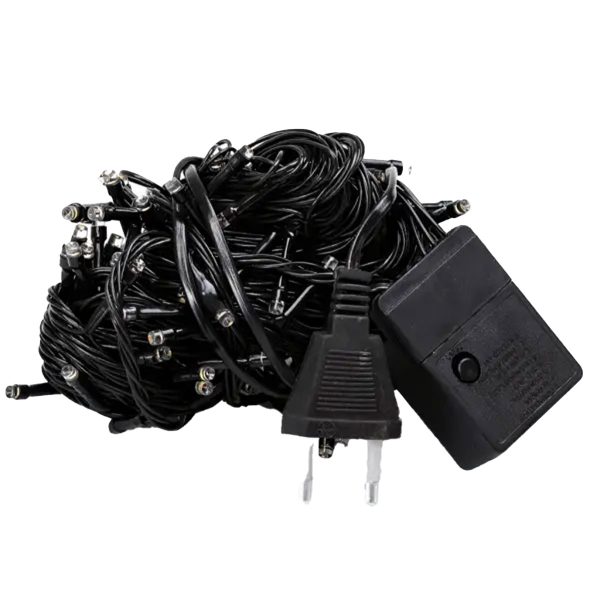 Новорічна гірлянда кімнатна нитка 18 м 180 LED кімнатна гірлянда чорний провід Жовте світло W180LED18MBY