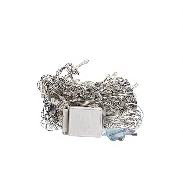 Новорічна гірлянда-штора 2х2 м 80 LED кімнатна на білому проводі, жовта ZWM2280LEDY