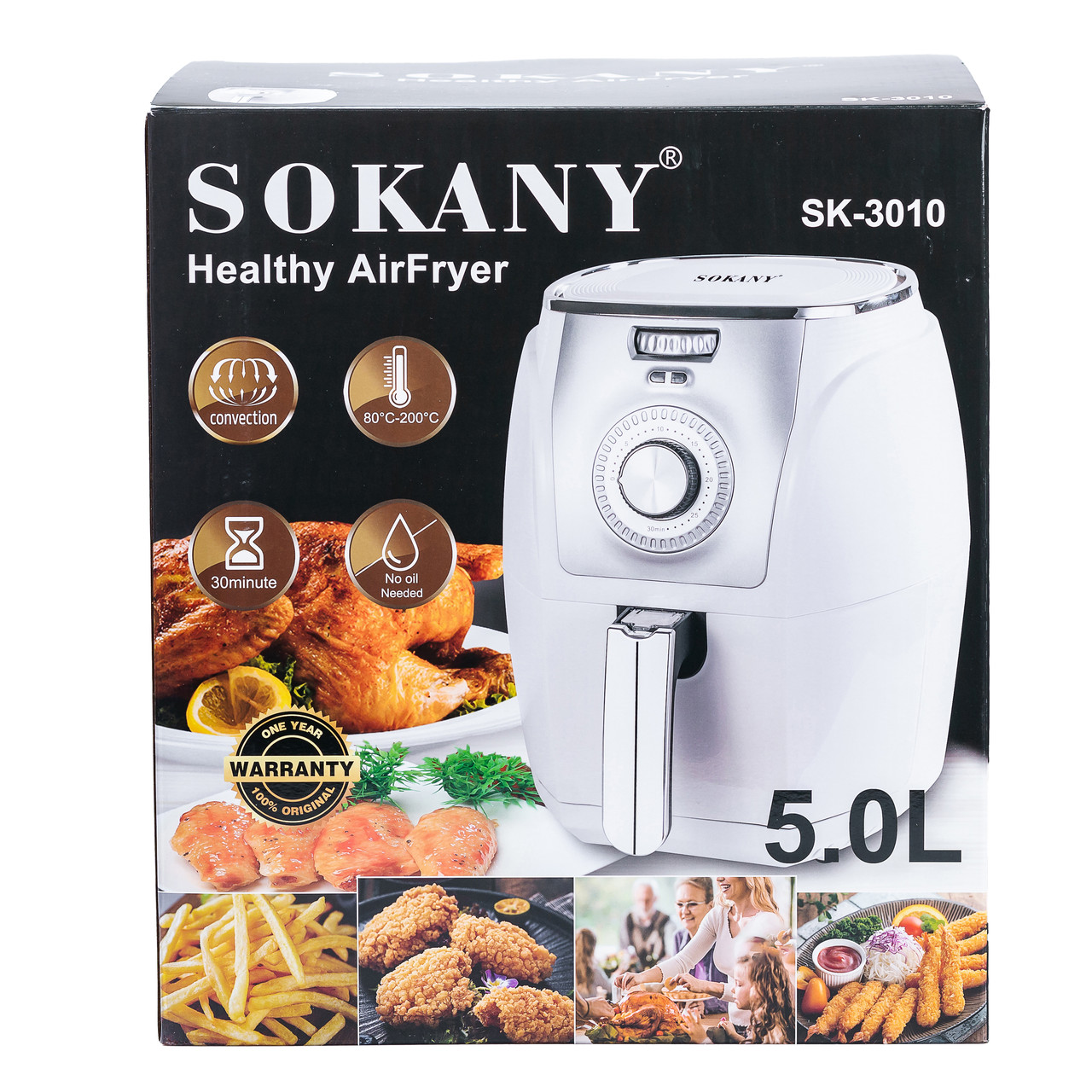Аерофритюрниця Sokany на 5 літрів, 1500 Вт біла SK-3010 - Зображення 4