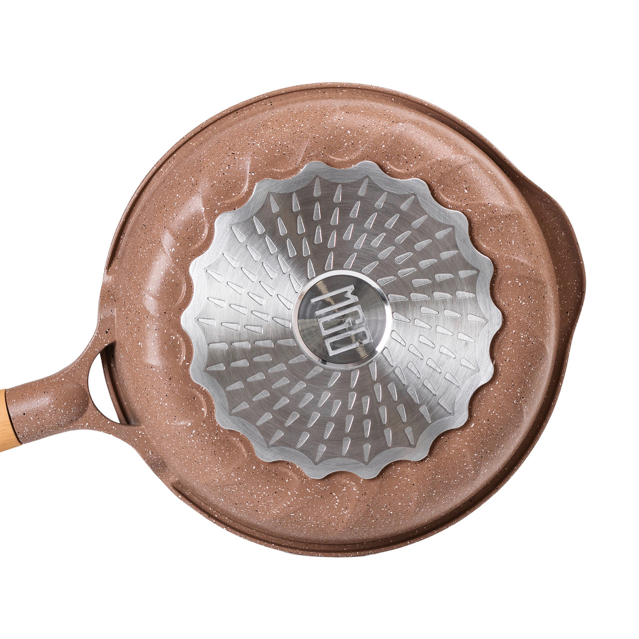 Алюмінієва сковорода 1,8 л мармурова з антипригарним покриттям Ø 24 см кавова MGC HP-4-423CO - Зображення 3