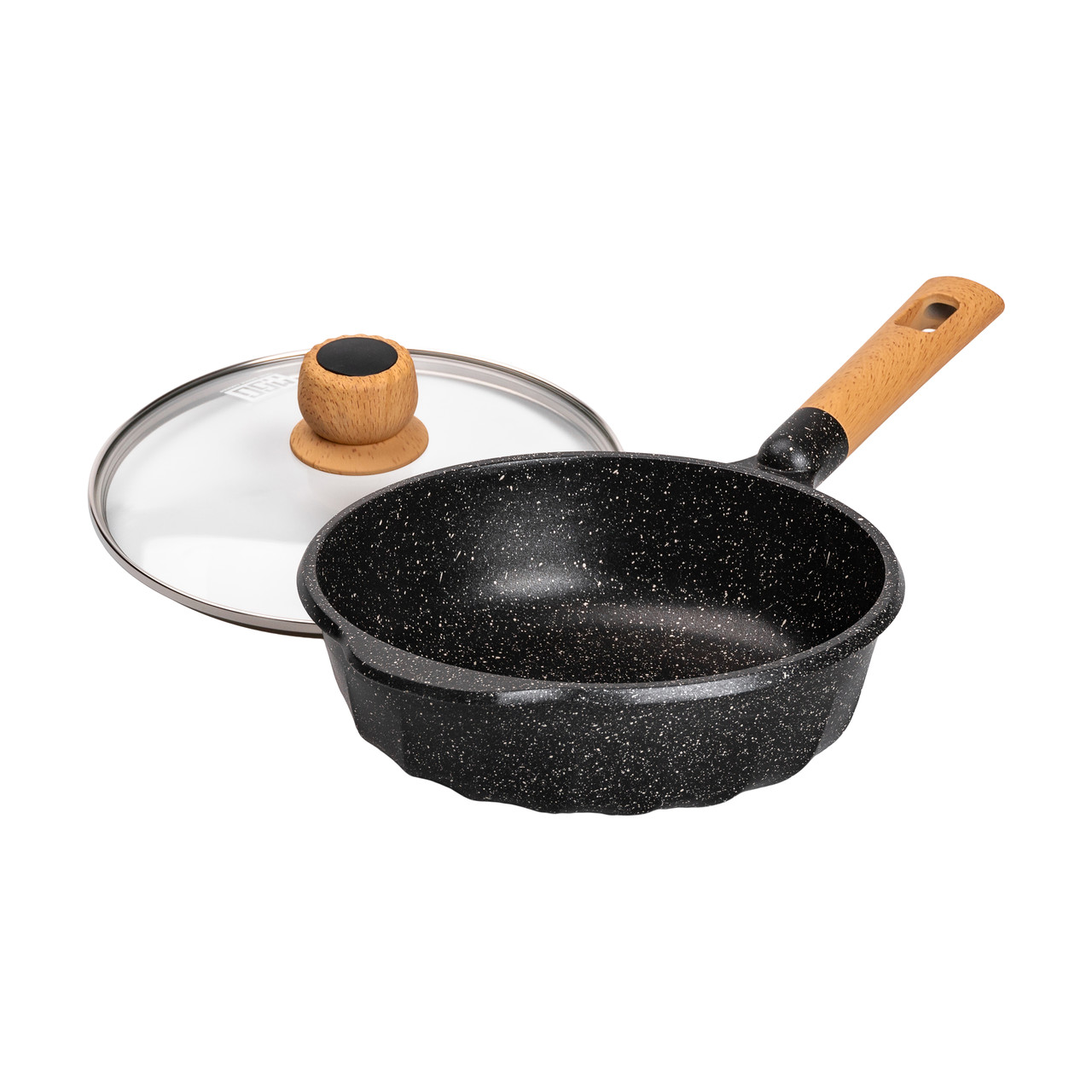 Алюмінієвий сотейник 2,7 л з мармуровим антипригарним покриттям Ø 24 см чорний HP-4-436B - Зображення 4