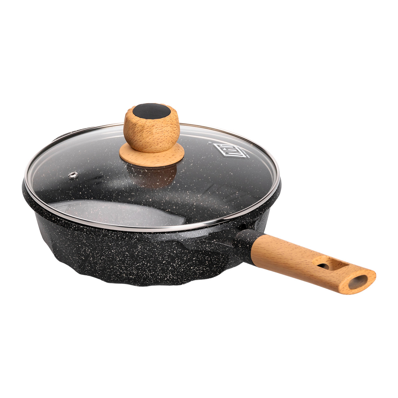 Алюмінієвий сотейник 2,7 л з мармуровим антипригарним покриттям Ø 24 см чорний HP-4-436B - Зображення 5