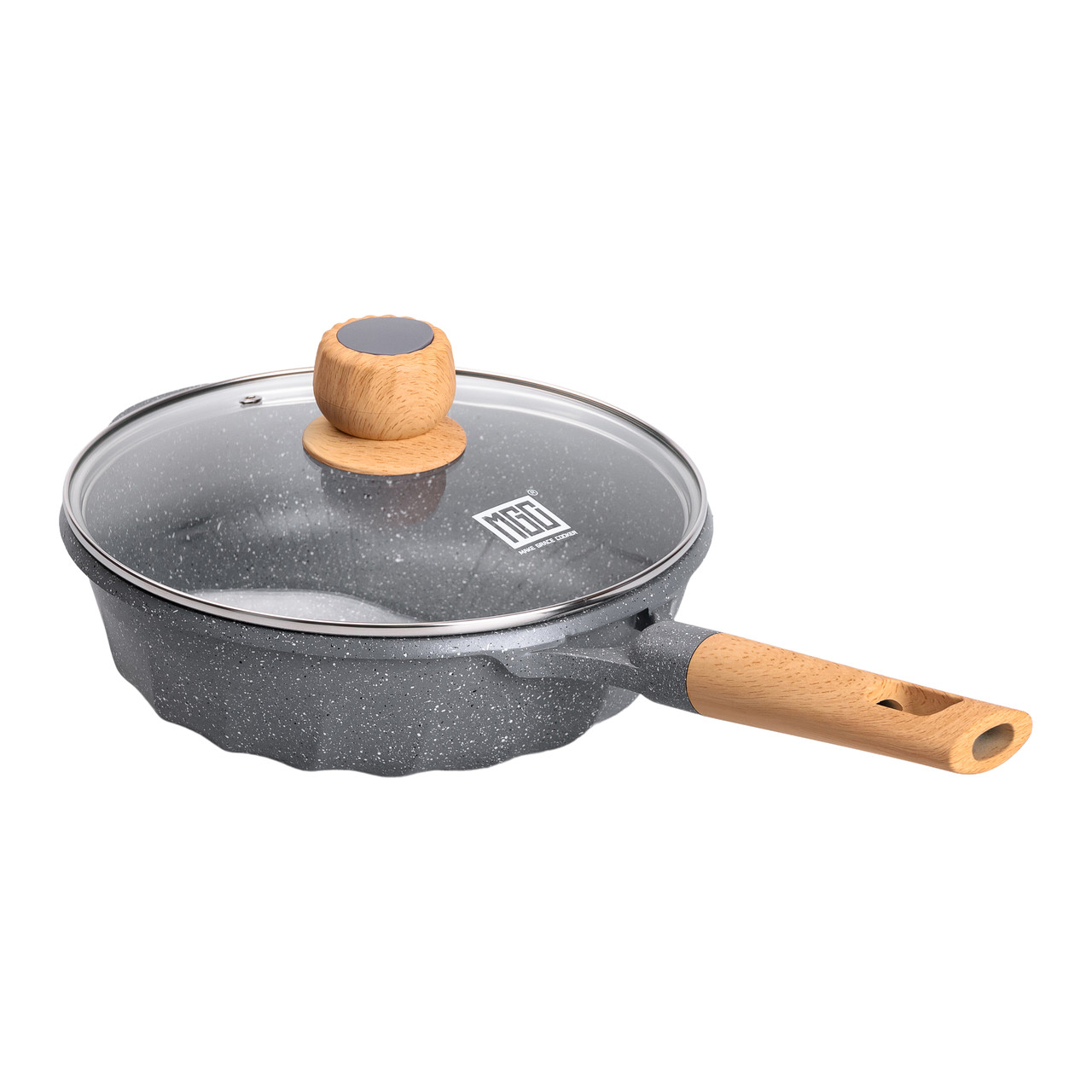 Алюмінієвий сотейник 2,7 л з мармуровим антипригарним покриттям Ø 24 см сотейник з товстим дном MGC сірий HP-4-436G - Зображення 5