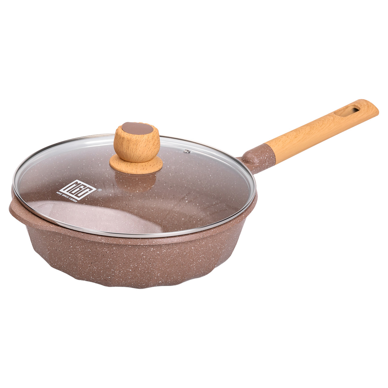 Алюмінієвий сотейник 4,3 л мармуровий з антипригарним покриттям Ø 28 см бежевий MGC HP-4-437CO - Зображення 1