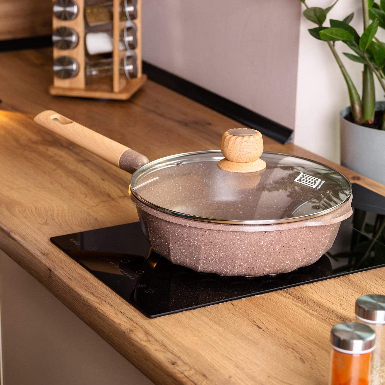 Алюмінієвий сотейник 4,3 л мармуровий з антипригарним покриттям Ø 28 см бежевий MGC HP-4-437CO - Зображення 6