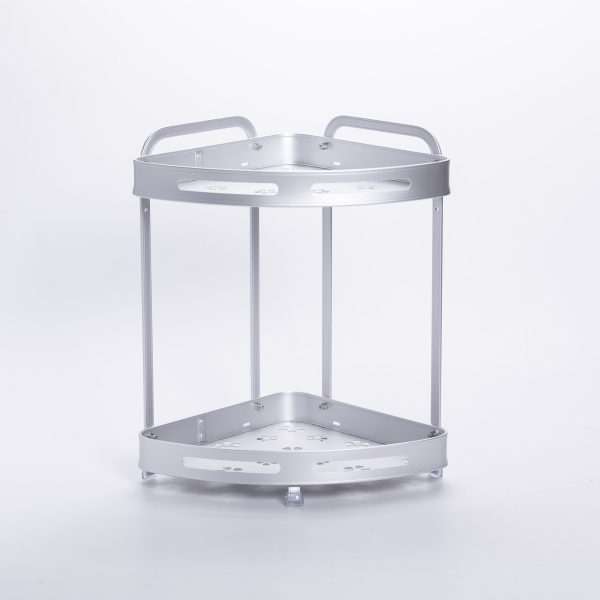 Алюмінієва кутова полиця для ванної двоярусна універсальна HP-46-3