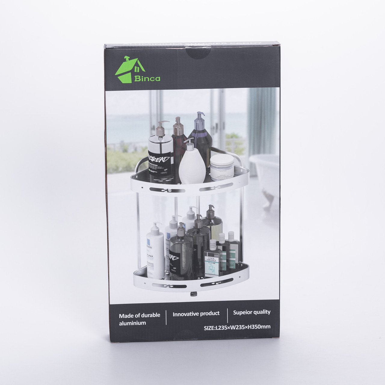 Алюмінієва кутова полиця для ванної двоярусна універсальна HP-46-3 - Зображення 4