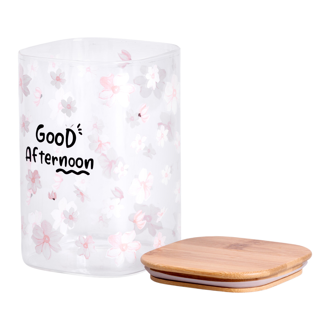 Банка для сипучих продуктів з бамбуковою кришкою 1.2 л ємність для сипучих скло HP-34-23 - Зображення 2