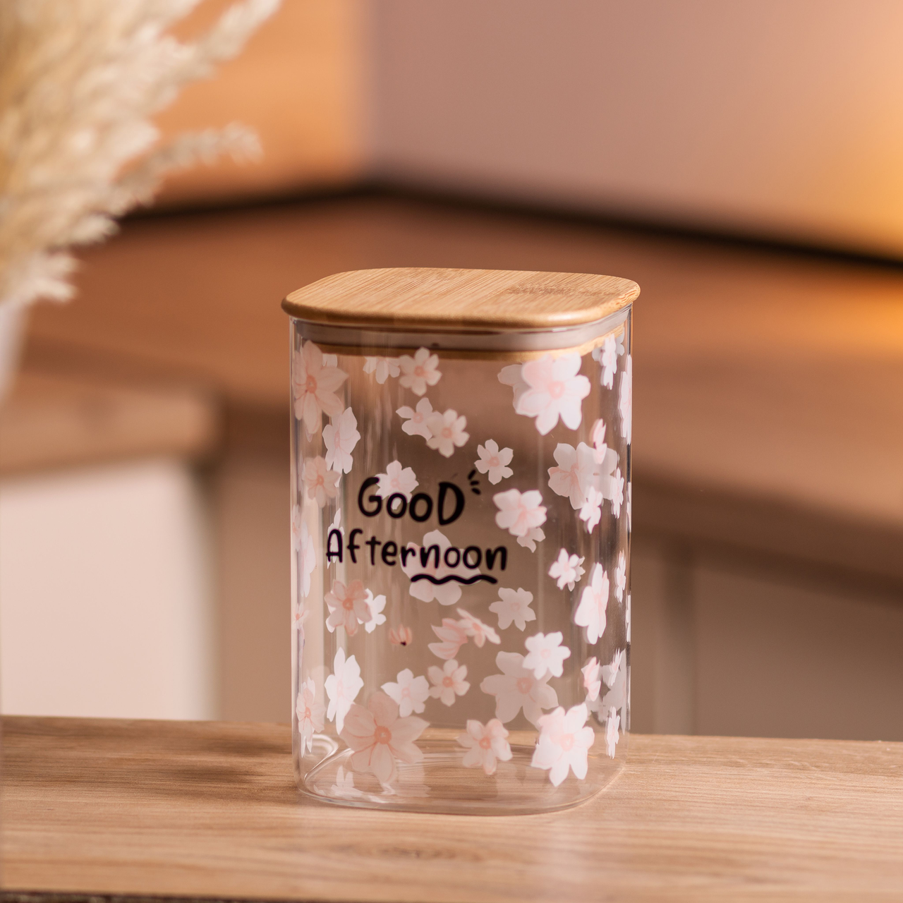 Банка для сипучих продуктів з бамбуковою кришкою 1.2 л ємність для сипучих скло HP-34-23 - Зображення 5