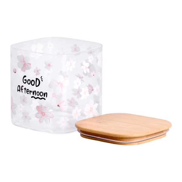 Банка для сипучих продуктів з бамбуковою кришкою 800 мл ємність для сипучих скло HP-34-25