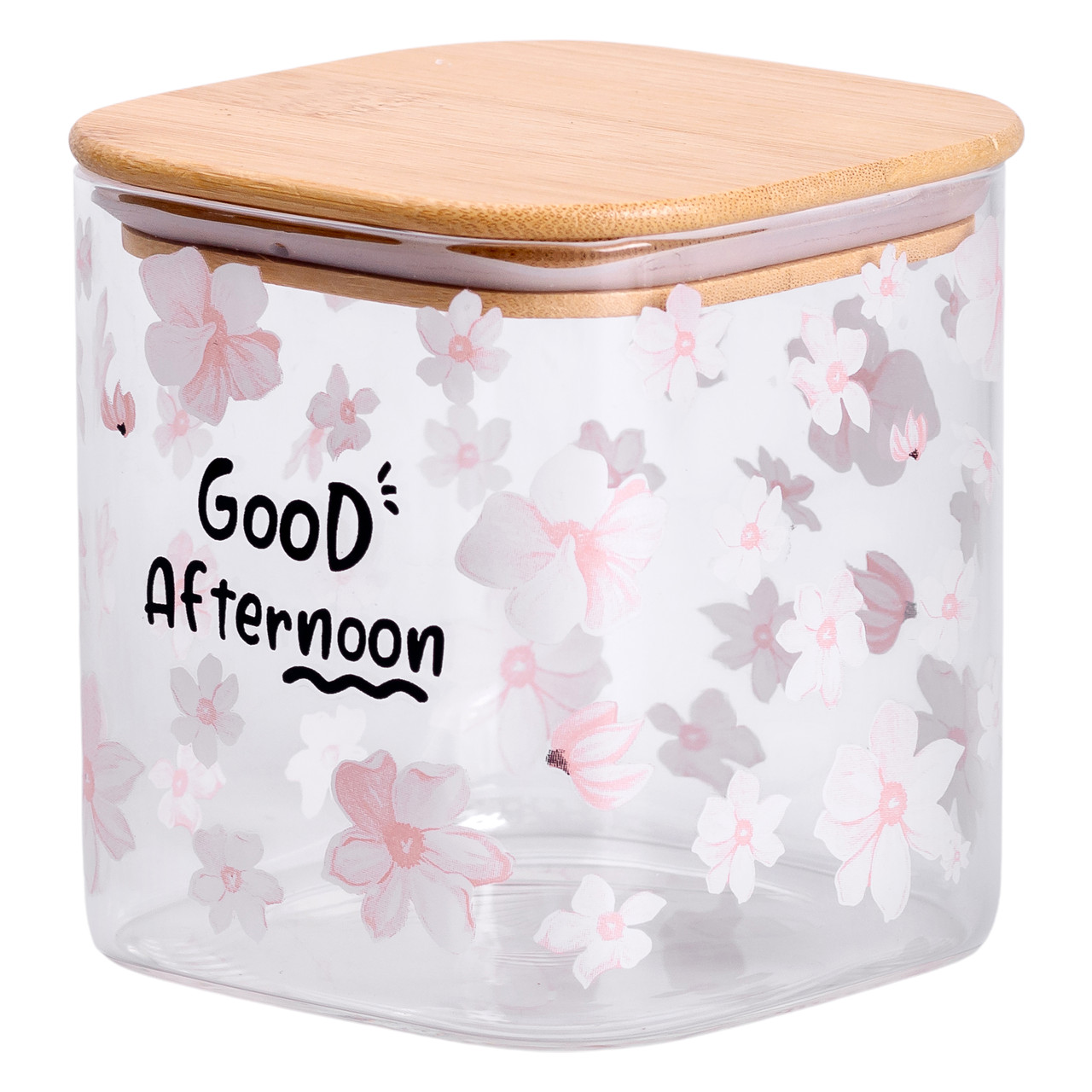 Банка для сипучих продуктів з бамбуковою кришкою 800 мл ємність для сипучих скло HP-34-25 - Зображення 2