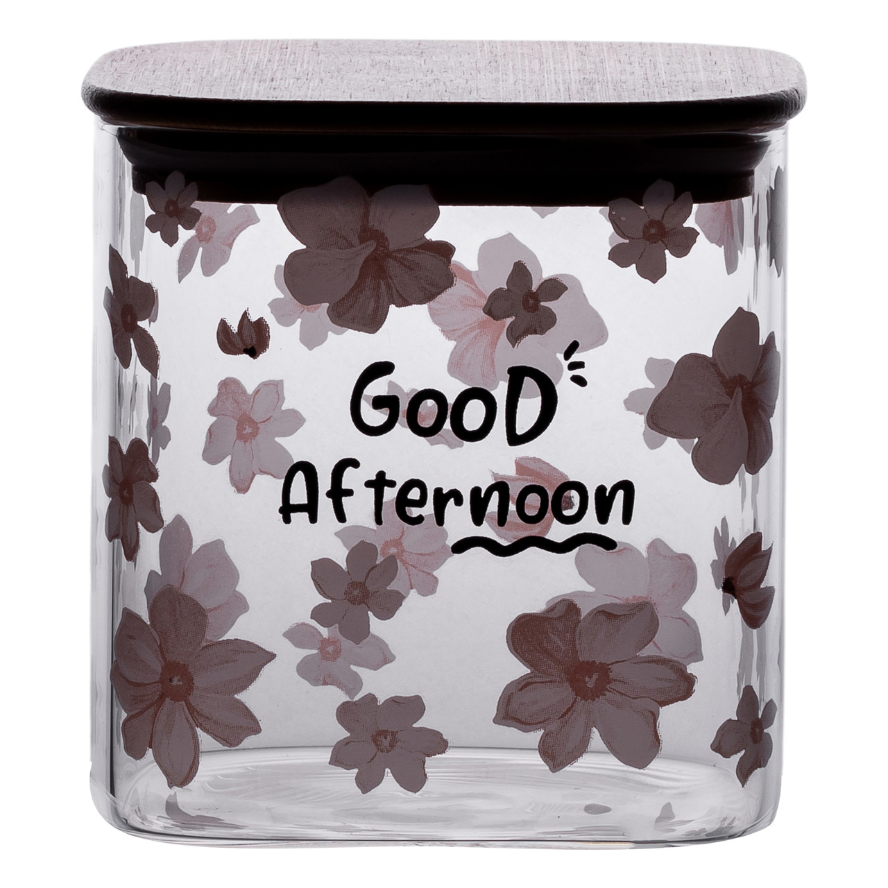 Банка для сипучих продуктів з бамбуковою кришкою 800 мл ємність для сипучих скло HP-34-25 - Зображення 3