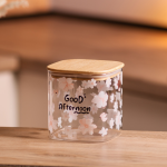 Банка для сипучих продуктів з бамбуковою кришкою 800 мл ємність для сипучих скло HP-34-25 - Зображення 4