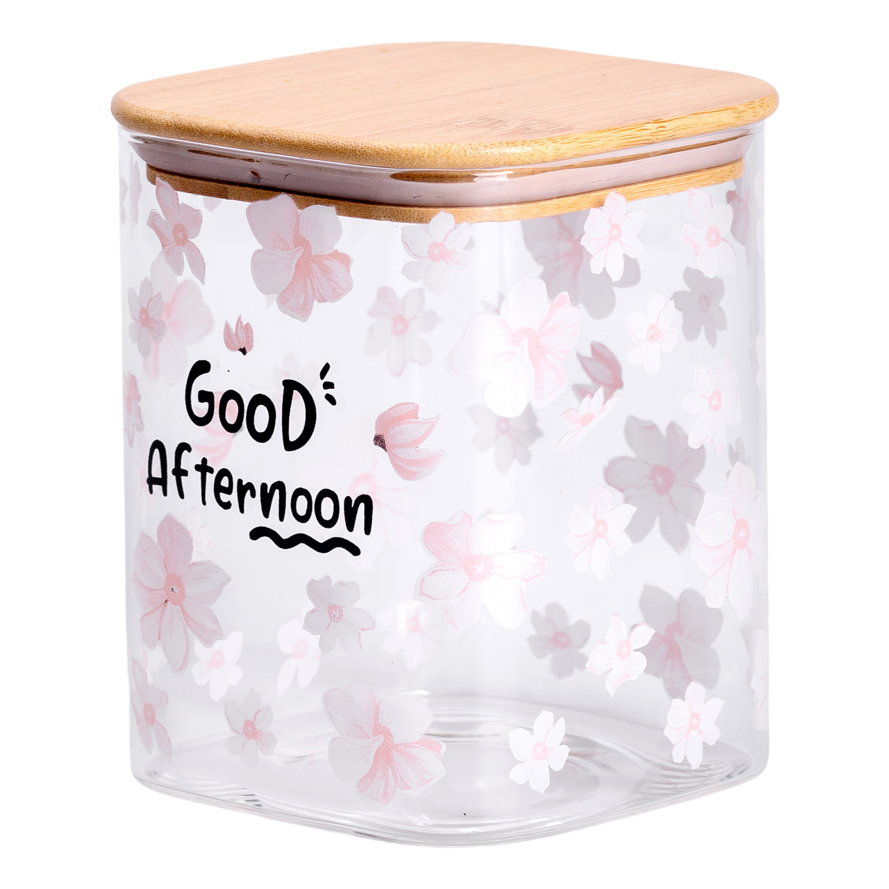 Банка для сипучих продуктів з бамбуковою кришкою 900 мл ємність для сипучих скло HP-34-24 - Зображення 3