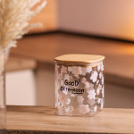 Банка для сипучих продуктів з бамбуковою кришкою 900 мл ємність для сипучих скло HP-34-24 - Зображення 5