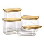 Банки для сипучих продуктів набір з 4 шт пластикові з бамбуковими кришками 0.7 л /1.7 л /2.7 л /3.7 л HP-1301 - Зображення 2