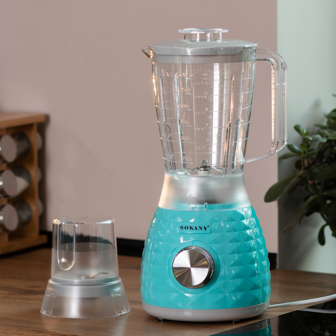 Блендер з чашею об'ємом Sokany SK-03030 1,5 л і кавомолкою 500 Вт 2-швидкісний - Зображення 9