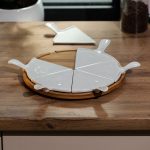 Тарілка для піци 28 см порцелянова обертається, бамбукова основа HP1248 - Зображення 2