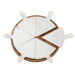 Тарілка для піци 28 см порцелянова обертається, бамбукова основа HP1248 - Зображення 3