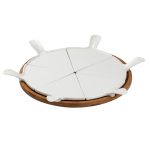 Тарілка для піци 28 см порцелянова обертається, бамбукова основа HP1248 - Зображення 4