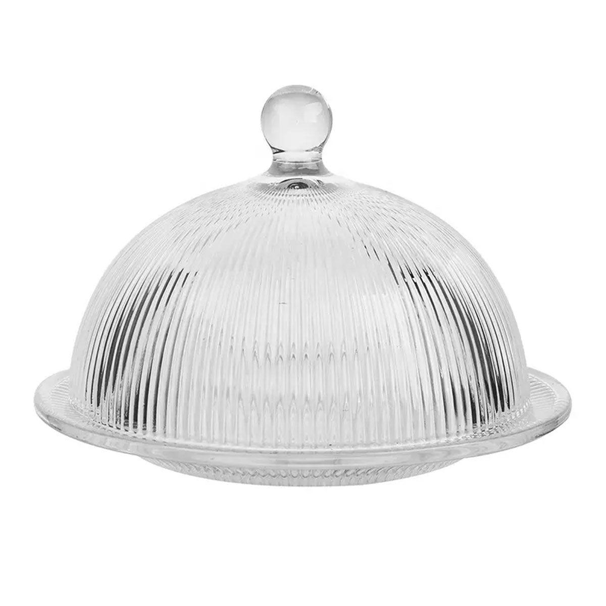 Блюдо сервірувальне з кришкою Ø 20 см скляне прозоре для десертів, випічки, фруктів HP-YH-43 - Зображення 1